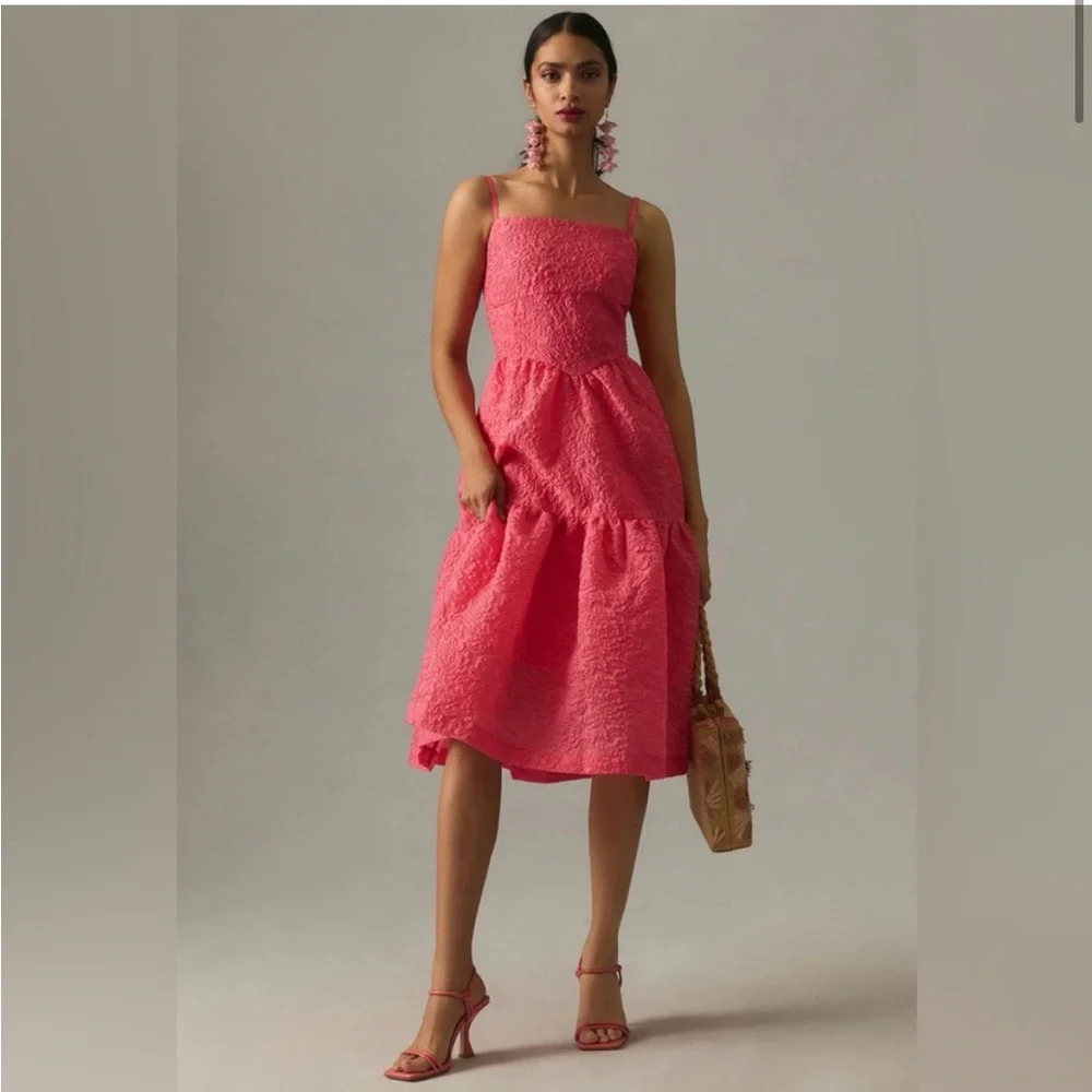 Anthropologie Hutch Tiered Corset Dress Pink Size 12